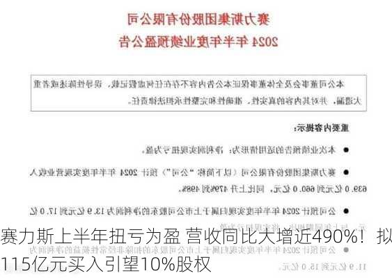 赛力斯上半年扭亏为盈 营收同比大增近490%！拟115亿元买入引望10%股权