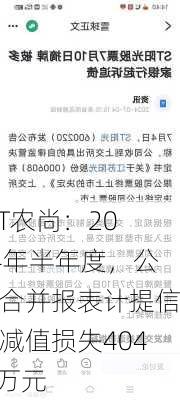 *ST农尚：2024年半年度，公司合并报表计提信用减值损失404.7万元