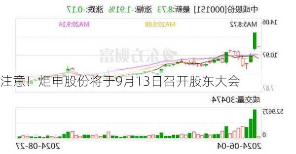 注意！炬申股份将于9月13日召开股东大会