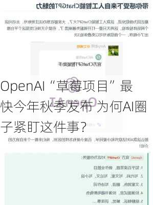 OpenAI“草莓项目”最快今年秋季发布 为何AI圈子紧盯这件事？