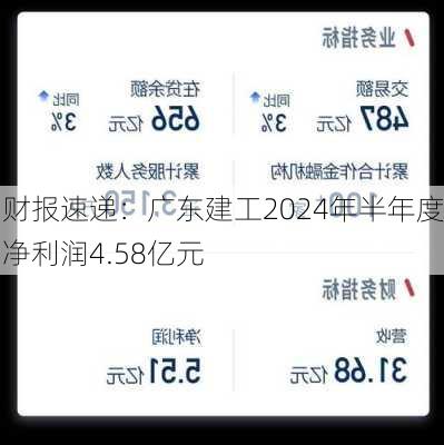 财报速递：广东建工2024年半年度净利润4.58亿元