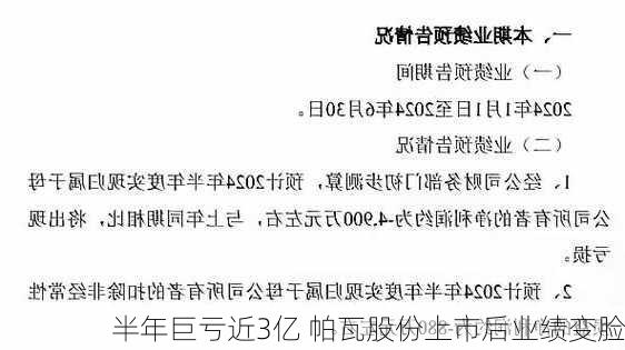 半年巨亏近3亿 帕瓦股份上市后业绩变脸