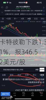 卡特彼勒下跌1.31%，报346.52美元/股