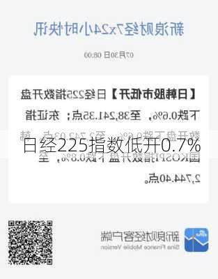 日经225指数低开0.7%