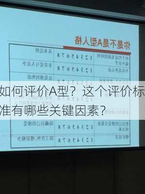 如何评价A型？这个评价标准有哪些关键因素？