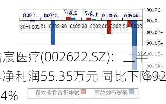 皓宸医疗(002622.SZ)：上半年净利润55.35万元 同比下降92.74%