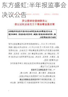 东方盛虹:半年报监事会决议公告