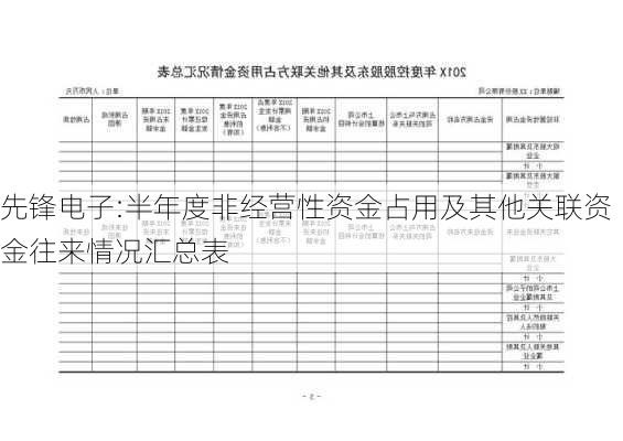 先锋电子:半年度非经营性资金占用及其他关联资金往来情况汇总表