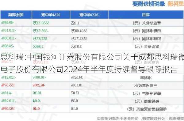 思科瑞:中国银河证券股份有限公司关于成都思科瑞微电子股份有限公司2024年半年度持续督导跟踪报告