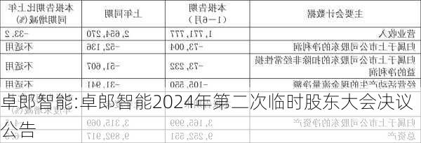 卓郎智能:卓郎智能2024年第二次临时股东大会决议公告