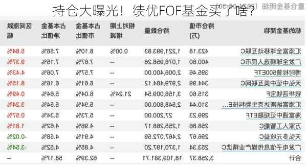 持仓大曝光！绩优FOF基金买了啥？