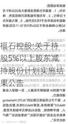 福石控股:关于持股5%以上股东减持股份计划实施结果公告