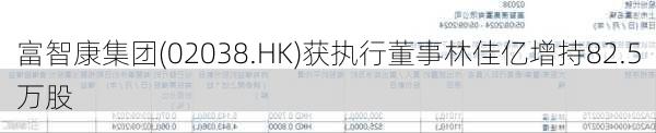 富智康集团(02038.HK)获执行董事林佳亿增持82.5万股