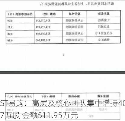 ST易购：高层及核心团队集中增持406.7万股 金额511.95万元