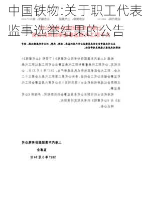 中国铁物:关于职工代表监事选举结果的公告