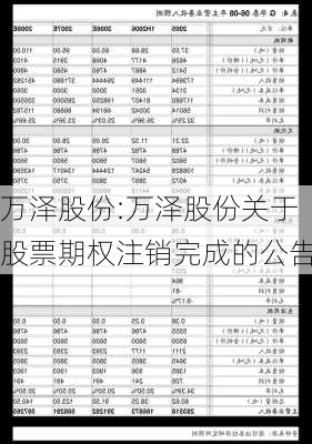 万泽股份:万泽股份关于股票期权注销完成的公告