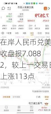 在岸人民币兑美元收盘报7.0882，较上一交易日上涨113点