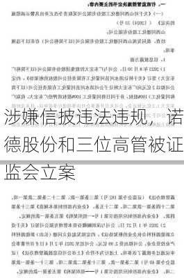 涉嫌信披违法违规，诺德股份和三位高管被证监会立案