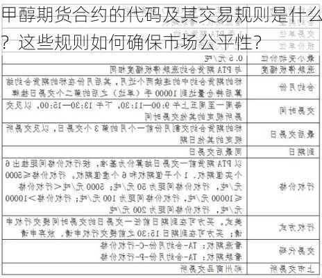 甲醇期货合约的代码及其交易规则是什么？这些规则如何确保市场公平性？