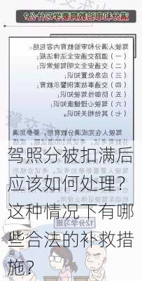 驾照分被扣满后应该如何处理？这种情况下有哪些合法的补救措施？