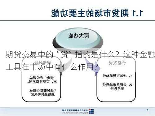 期货交易中的“货”指的是什么？这种金融工具在市场中有什么作用？