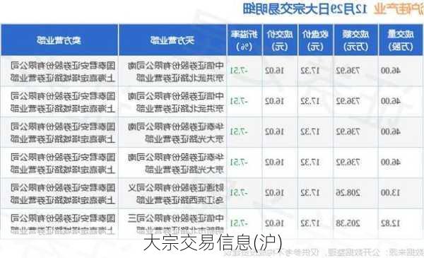 大宗交易信息(沪)