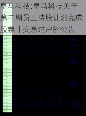 皇马科技:皇马科技关于第二期员工持股计划完成股票非交易过户的公告