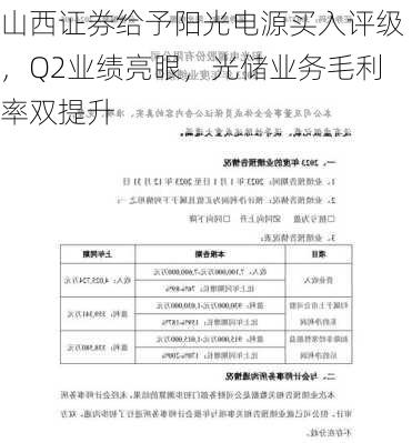 山西证券给予阳光电源买入评级，Q2业绩亮眼，光储业务毛利率双提升