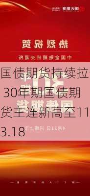 国债期货持续拉升 30年期国债期货主连新高至113.18