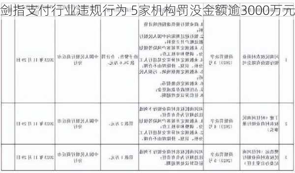 剑指支付行业违规行为 5家机构罚没金额逾3000万元