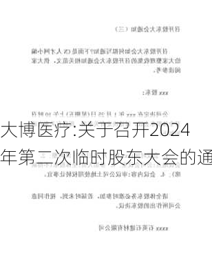 大博医疗:关于召开2024年第二次临时股东大会的通知