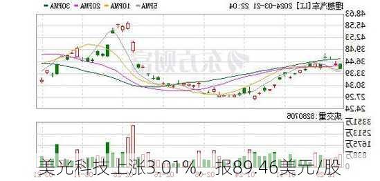 美光科技上涨3.01%，报89.46美元/股