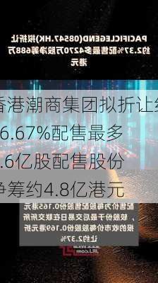 香港潮商集团拟折让约16.67%配售最多6.6亿股配售股份 净筹约4.8亿港元