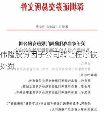 伟隆股份因子公司转让程序被处罚