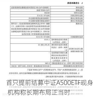 首只提前结募中证A500ETF现身 机构称长期布局正当时