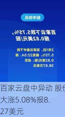 百家云盘中异动 股价大涨5.08%报8.27美元