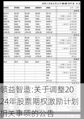 领益智造:关于调整2024年股票期权激励计划相关事项的公告