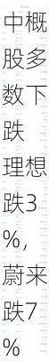 周三热门中概股多数下跌 理想跌3%，蔚来跌7%