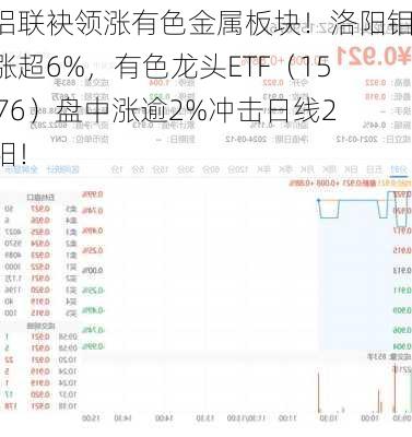 铜铝联袂领涨有色金属板块！洛阳钼业涨超6%，有色龙头ETF（159876）盘中涨逾2%冲击日线2连阳！