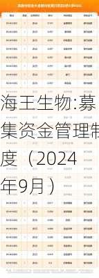 海王生物:募集资金管理制度（2024年9月）