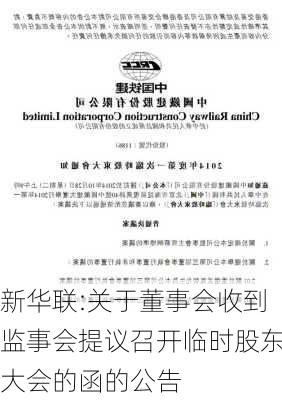 新华联:关于董事会收到监事会提议召开临时股东大会的函的公告