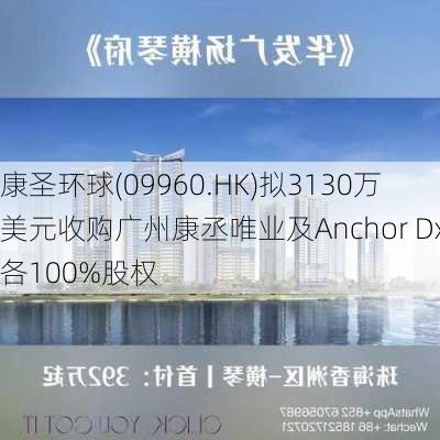 康圣环球(09960.HK)拟3130万美元收购广州康丞唯业及Anchor Dx各100%股权