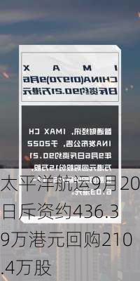 太平洋航运9月20日斥资约436.39万港元回购210.4万股