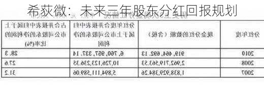 希荻微：未来三年股东分红回报规划