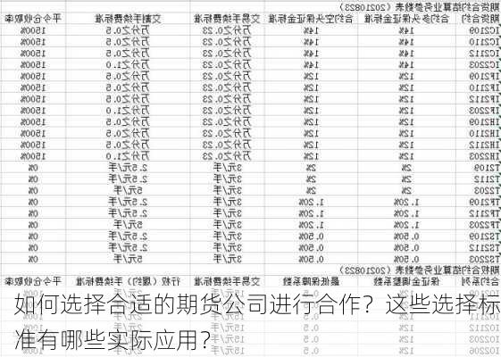 如何选择合适的期货公司进行合作？这些选择标准有哪些实际应用？