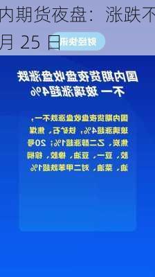 国内期货夜盘：涨跌不一 9 月 25 日