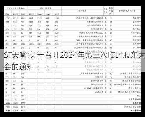 ST天喻:关于召开2024年第三次临时股东大会的通知