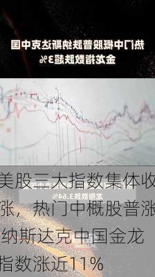 美股三大指数集体收涨，热门中概股普涨 纳斯达克中国金龙指数涨近11%