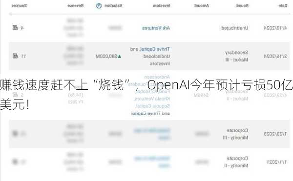 赚钱速度赶不上“烧钱”，OpenAI今年预计亏损50亿美元！