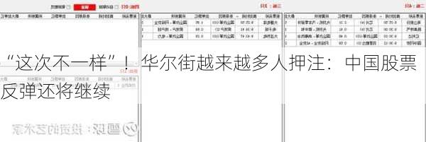 “这次不一样”！华尔街越来越多人押注：中国股票反弹还将继续